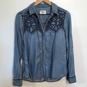 Holding Horses Embroidered Denim Shirt, S